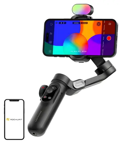AOCHUAN X Pro černý / Stabilizátor / 3osý / RGB osvětlení / Bezdrátové nabíjení / OLED displej
