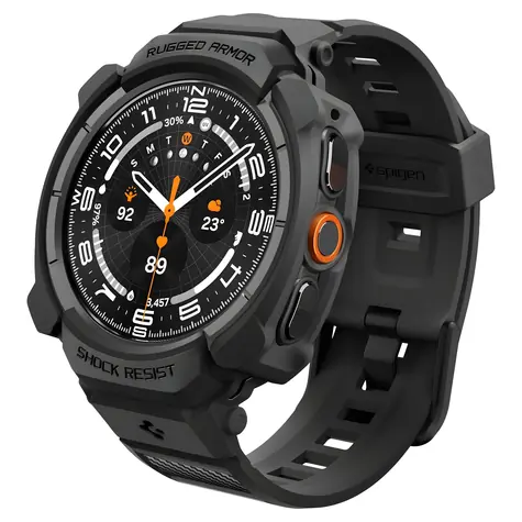 Spigen Rugged Armor Pro matná černá / Ochranný kryt s řemínkem / Samsung Galaxy Watch Ultra 2 47 mm