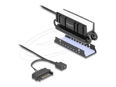 DeLock 18460 černá / Chladič pro M.2 SSD / 2280 / ARGB LED / hliník + měď