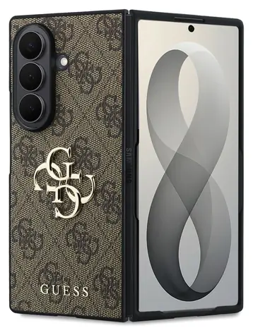 Guess PU 4G Metal Logo hnědá / Zadní kryt / Samsung Galaxy Z Fold8 Ultra