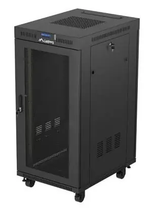 Lanberg FF01-6824-23BL černá / Stojanový rozvaděč / 24U / 1320 mm / 600x800 mm / nosnost 1200 kg