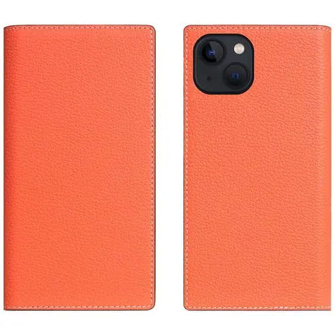 SLG Design D8 Neon Full Grain Leather Diary Coral / Peněženkové pouzdro / Apple iPhone 15 Plus