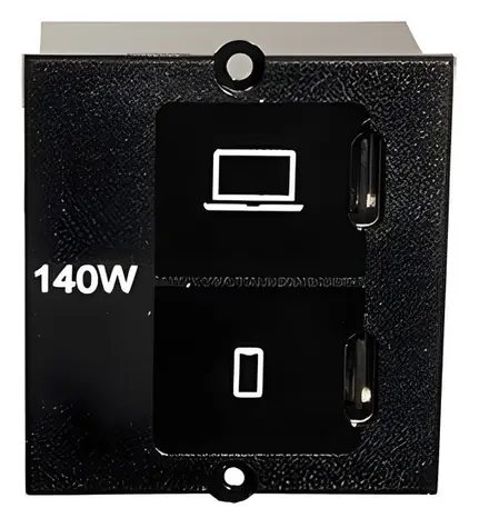 Bachmann Modul 37x40 černý / Napájecí modul / 3x USB-C / PD / 140W