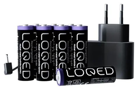 Shelly napájecí sada pro LOQED Touch / Napájecí sada / 8x AA NiMH baterie / síťový adaptér 3 m