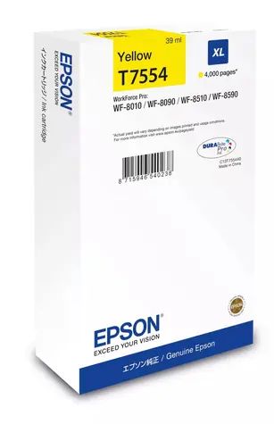 Epson C13T75544N DURABrite Pro XL žlutá / Originální cartridge / 39 ml / 4000 stran