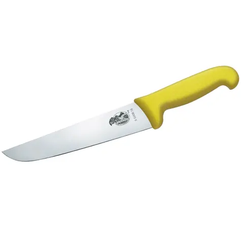 Victorinox Fibrox žlutá / Porážecí a řeznický nůž / 18 cm / Hladké ostří