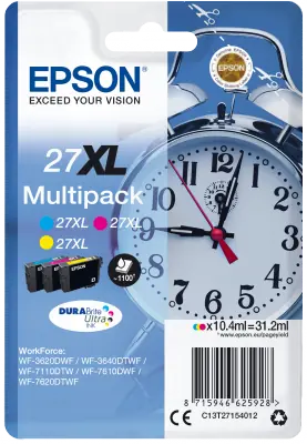 Epson DURABrite Ultra Ink 27XL Multipack (C13T27154012) / Originální cartridge / 3 barvy / 31,2 ml