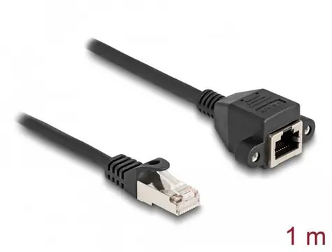 Delock Prodlužovací kabel RJ-50 (M)-RJ-50 (F) 1 m černá / Prodlužovací kabel / S/FTP / 26 AWG
