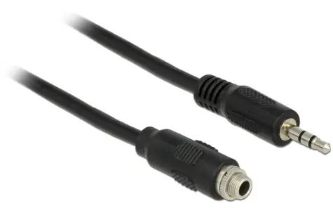 Delock kabel Jack 3,5mm zásuvka panelová - Jack 3,5mm zástrčka / Audio kabel / 3pin / 1 m / černý
