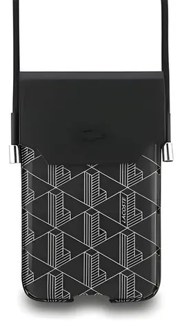 Lacoste PVC Blend Monogram Metal Logo XL černá / Kapsa na telefon