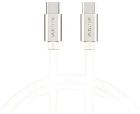Swissten Textile stříbrná / Datový kabel / USB-C na USB-C / 3 m