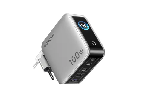 UGREEN 65620B GaN Rychlonabíječka se smart displejem / Nabíječka / 100W / 4x USB-C / 1x USB-A / 5 portů