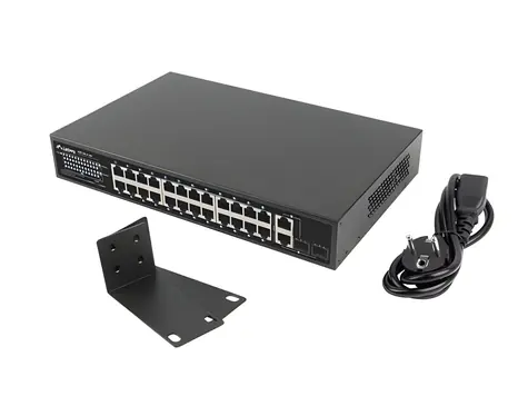 Lanberg RSFE-24P-2C-360 V2 / Switch / 24x PoE+ 100 Mbps / 2x Combo Gigabit / 360W / Unmanaged / rack 19