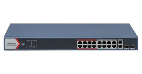 Hikvision DS-3E1318P-EI(B) / Switch / 16x 100 Mbps PoE / 2x Gb Combo Uplink / 230W Super PoE / dosah 300m