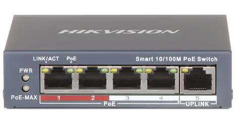 Hikvision DS-3E1105P-EI/M / Switch / 4x 100 Mbps RJ45 PoE / 1x 100 Mbps uplink / 45W Super PoE