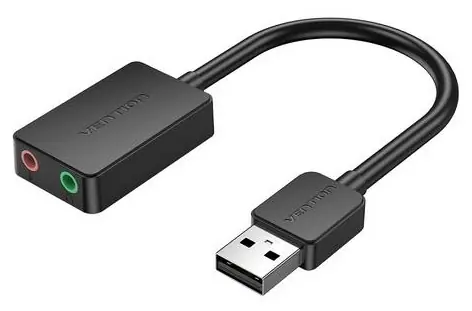 Vention externí zvuková karta USB 2.0 15 cm / Externí zvuková karta / USB 2.0 / TRS 3,5 mm