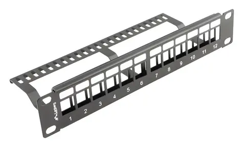 Lanberg Patch panel pro Keystone černý / Patch panel / 12 portů / 1U / 10