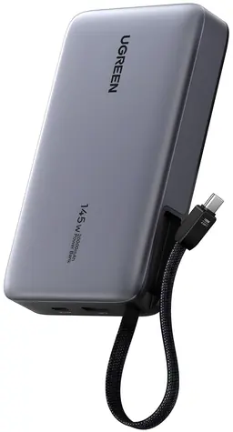 UGREEN PB551 šedá / Powerbanka / 20 000 mAh / 145 W / 2x USB-C + USB-A / Displej