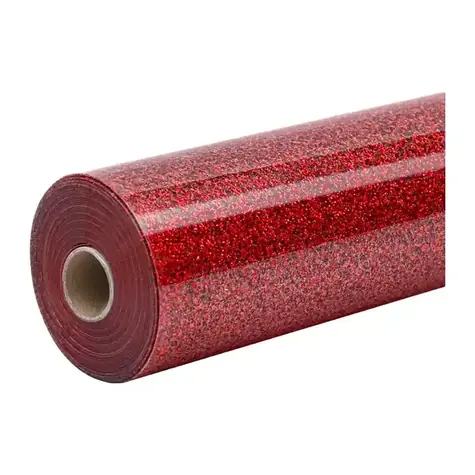 HTVRONT fólie pro termotransfer s glitry červená / Fólie pro termotransfer / 30,5 × 90 cm / Glitter