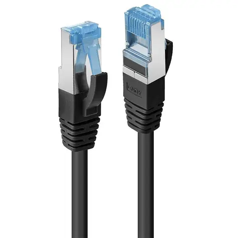 Lindy Cat6A S/FTP PIMF černá 1 m / Patch kabel / RJ45-RJ45 / LSZH / 500 MHz