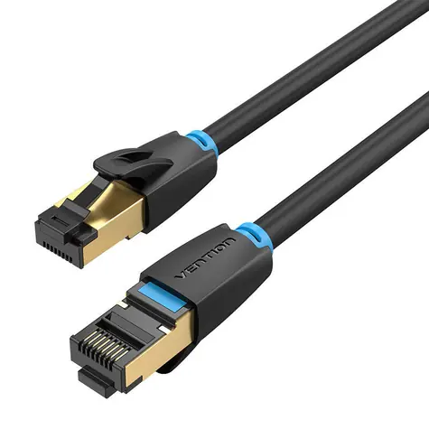 Vention IKABF černá / Síťový kabel / Cat8 S/FTP / RJ45-RJ45 / 1 m / 40 Gbps