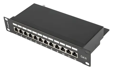 Lanberg PPF6-9012-B černá / Patch panel / 12 portů RJ-45 / STP / Cat 6 / 10