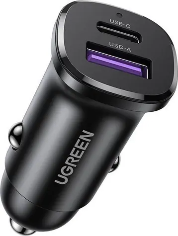 Ugreen EC305 černá / Nabíječka do auta / 1x USB-A / 1x USB-C / 12-24 V
