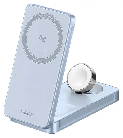 Ugreen W757 MagFlow šedá / Bezdrátová nabíječka / 3v1 / Qi2 25W / MagSafe