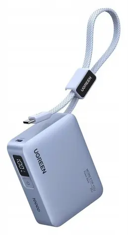 Ugreen PB584 šedá / Powerbanka / 10000 mAh / 33W rychlonabíjení / vestavěný USB-C kabel