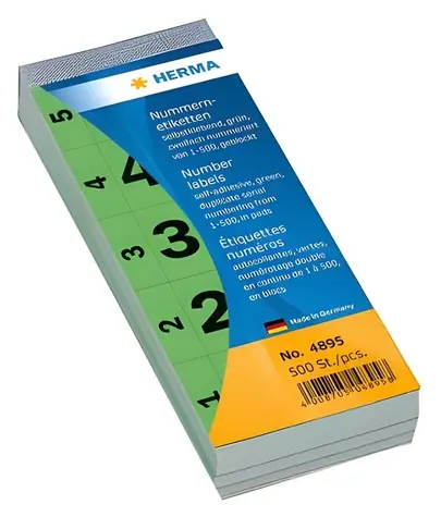 Herma Štítky s čísly 1-500 zelená / Etikety / 28x56 mm / 500 ks