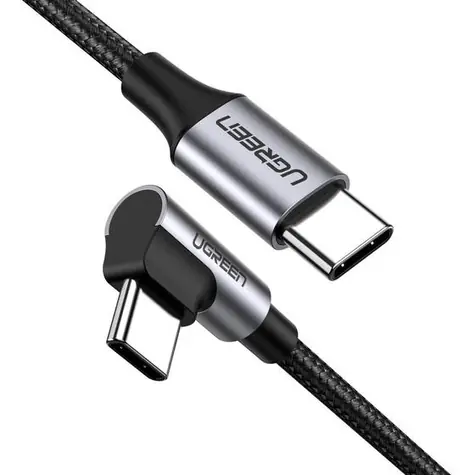 Ugreen nabíjecí kabel USB-C - USB-C úhlový černá / Nabíjecí kabel / PD, QC 3.0 / 60W / 3A / 1m