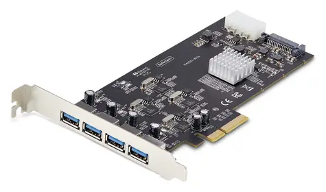 StarTech PCIe karta 4x USB-A černá / PCIe karta / 4x USB-A / USB 3.2 Gen 1 / 5 Gbps