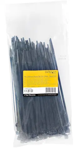 StarTech stahovací pásky 200x8mm černé / Stahovací pásky / Nylon / 100 ks / -40 až 85 °C
