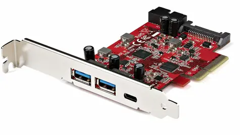 StarTech PCIe karta 5x USB 10Gbps červená / Řadič USB / PCIe / USB 3.2 Gen 2 / 2x USB-A + 1x USB-C