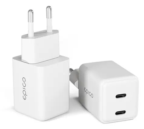 Epico UltraBoost EA35 GaN bílá / Síťový adaptér / 35W / 2x USB-C