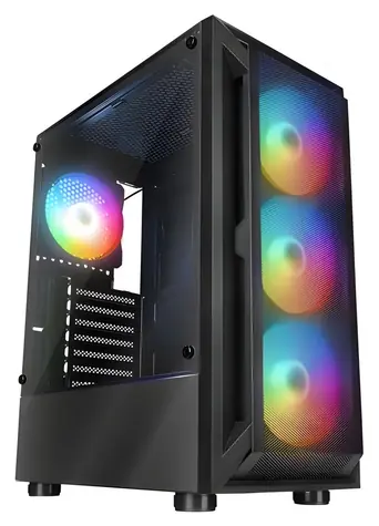Rampage SHIVA černá / PC skříň / Prosklená bočnice / 4x 120mm RGB ventilátor