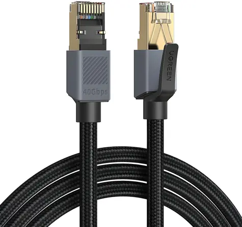 Ugreen NW343 černá / Síťový kabel / Cat.8 / F/FTP / RJ45-RJ45 / 1m