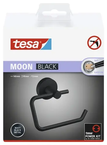Tesa MOON držák toaletního papíru černá / Držák toaletního papíru / samolepicí montáž / kov / matný