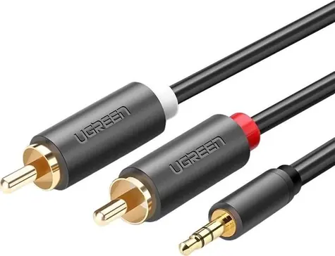 UGREEN Kabel Jack 3,5mm - 2x RCA (Cinch) černá / Audio kabel / Jack 3,5mm - 2x RCA / 1 m