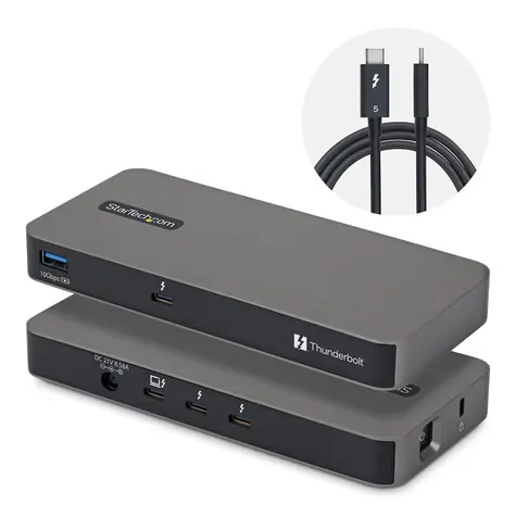 StarTech 303UE-TB5-HUB šedá / Thunderbolt hub / Thunderbolt 5 / 4 porty / USB-A 3.2 Gen2