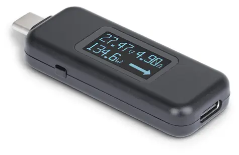 StarTech USB-C Power Tester 240W černá / Tester napětí a proudu / USB-C / LCD displej