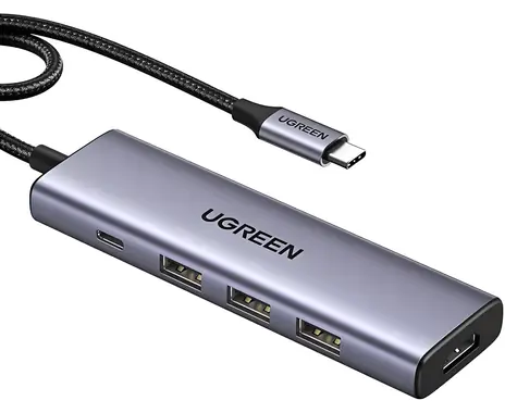 Ugreen CM511 šedá / USB Hub / HDMI 4K60Hz / 2x USB-A 3.2 / 2x USB-C 3.2 / PD 100W