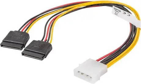 Lanberg CA-HDSA-11CU-0030 / Napájecí kabel / Molex 4pin - 2x SATA 15pin / 0,3 m