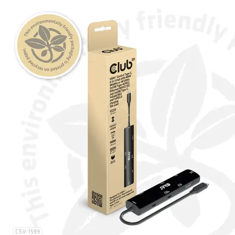 CLUB3D USB4 hub černá / USB-C hub 6v1 / HDMI 4K/120Hz / 2x USB-C / 2x USB-A / LAN / PD 100W