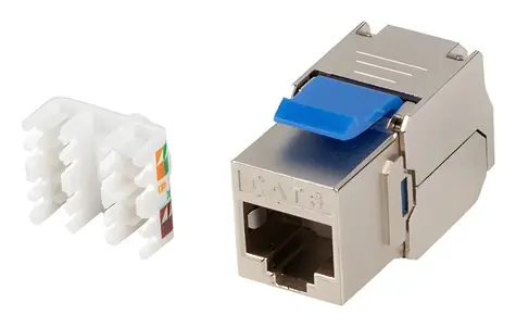 Lanberg Keystone modul RJ45-LSA CAT.6 FTP modrá / Keystone modul / Stíněný / PoE