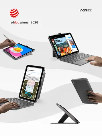 Inateck Ace Touch červená / Klávesnice pro tablet / Bluetooth 5.3 / touchpad / QWERTZ / iPad 11