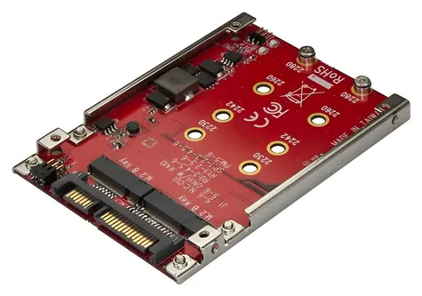 StarTech adaptér M.2 na SATA RAID červená / Adaptér / 2x M.2 na SATA / RAID / pro 2,5