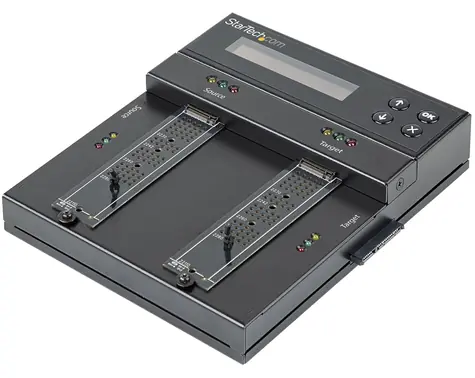 StarTech M.2 SATA/NVMe Duplicator / Duplikátor disku / LCD displej / SATA rozhraní / Napájecí adaptér