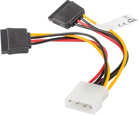 Lanberg CA-HDSA-11CU-0015 / Napájecí kabel / Molex 4pin - 2x SATA 15pin / 0,15 m
