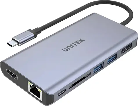 Unitek uHUB S7+ / USB-C hub / 2x USB 3.1 / HDMI + DP / RJ45 / USB-C PD / SD čtečka